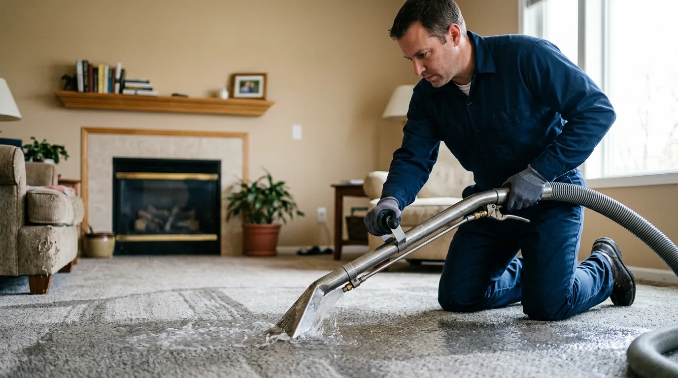 Water damage restoration technician working near Montgomery, MI